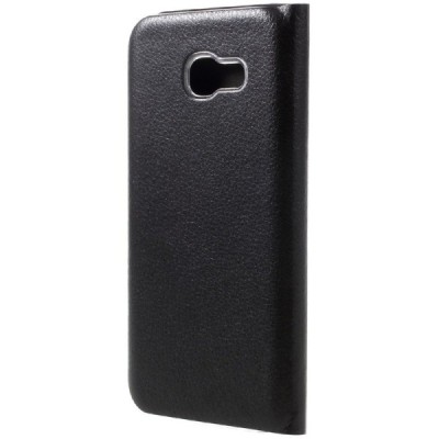 Samsung Galaxy A3 2017 (A320) juodas odinis atverčiamas Smart Wallet dėklas - piniginė / Priedai.lt