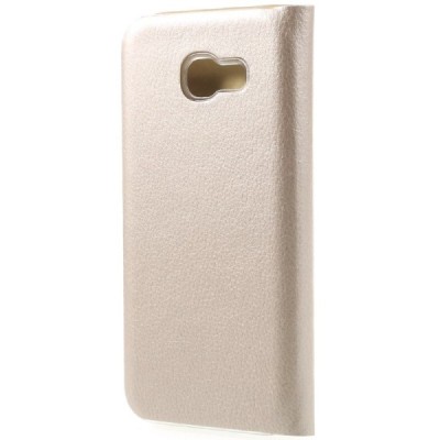 Samsung Galaxy A3 2017 (A320) auksinis odinis atverčiamas Smart Wallet dėklas - piniginė / Priedai.lt