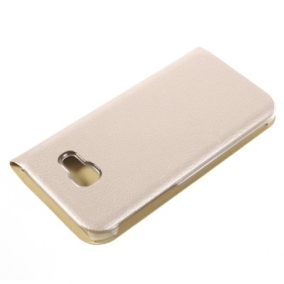 Samsung Galaxy A3 2017 (A320) auksinis odinis atverčiamas Smart Wallet dėklas - piniginė / Priedai.lt