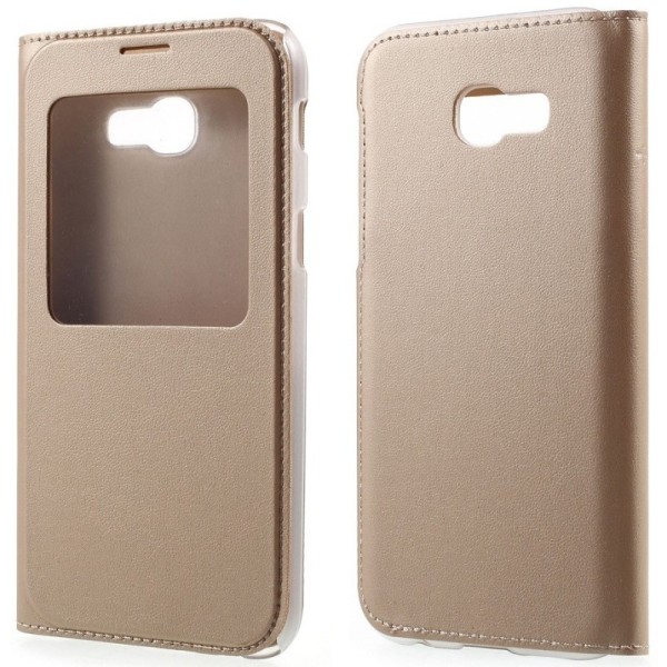 Atverčiamas dėklas su langeliu - auksinis (Galaxy A3 2017)
