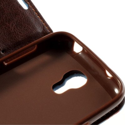 Atverčiamas Samsung Galaxy S4 mini rožių spalvotas dėklas (piniginė) - mėlynas / Priedai.lt