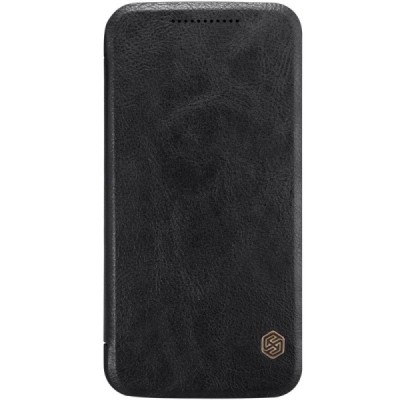 Greznais „Nillkin“ Qin sērijas ādas atvērams melns Motorola Moto G4, Moto G4 Plus maciņš / Vacins.lv