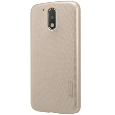 Motorola Moto G4, Moto G4 Plus Nillkin Frosted Shield auksinis plastikinis dėklas + apsauginė ekrano plėvelė / Priedai.lt