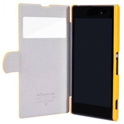 Sony Xperia Z1 „Nillkin“ Fresh atvēramais dzeltens futrālis / Vacins.lv