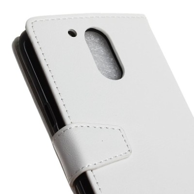 Motorola Moto G4, Moto G4 Plus atverčiamas baltas odinis dėklas, knygutė - piniginė / Priedai.lt