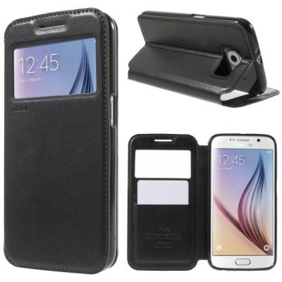 Roar Noble atverčiamas Samsung Galaxy S6 (G9200) juodas odinis dėklas / Priedai.lt