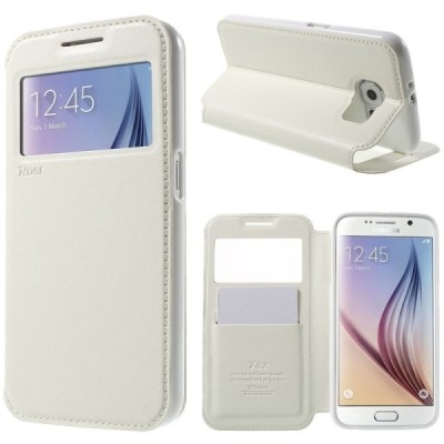 Roar Noble atverčiamas Samsung Galaxy S6 (G9200) baltas odinis dėklas / Priedai.lt
