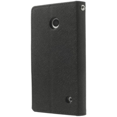 Nokia Lumia 635 (Nokia Lumia 630) Mercury juodas atverčiamas dėklas - piniginė / Priedai.lt