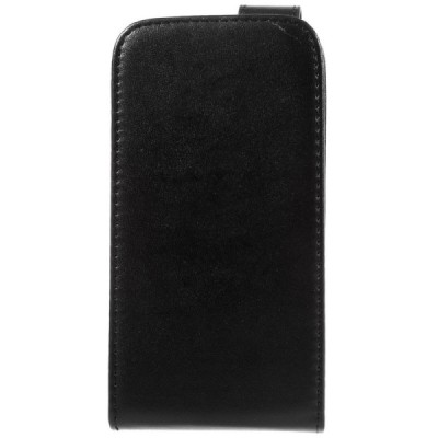 LG K3 (K100) klasisks ādas vertikāli atvēramais melns futrālis / Vacins.lv