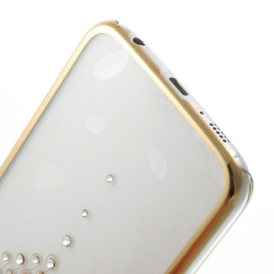 Samsung Galaxy S6 (G9200) Kingxbar Crystal Icon Pro Necklace Swarovski plastikinis skaidrus permatomas auksinis dėklas su krista