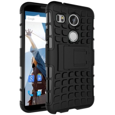 Kickstand sustiprintos apsaugos LG Nexus 5X juodas kieto silikono (TPU) ir plastiko dėklas / Priedai.lt