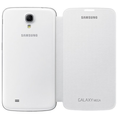 Samsung Galaxy Mega 6.3 Flip Cover atvērams balts ādas futrālis / Vacins.lv