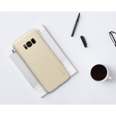 Samsung Galaxy S8 (SM-G9500) Nillkin Frosted Shield zelta plastmasas apvalks + ekrāna aizsargplēve / Vacins.lv