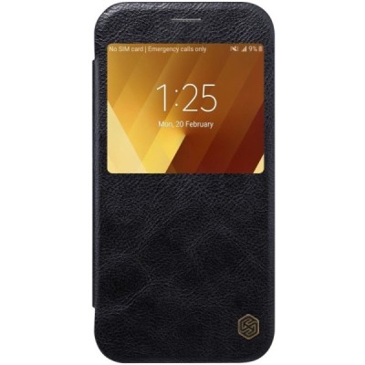 Greznais „Nillkin“ Qin sērijas ādas atvērams melns Samsung Galaxy A3 (2017) A320 maciņš / Vacins.lv