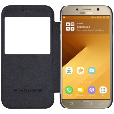 Greznais „Nillkin“ Qin sērijas ādas atvērams melns Samsung Galaxy A3 (2017) A320 maciņš / Vacins.lv