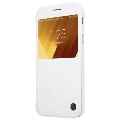 Prabangus „Nillkin“ Qin serijos baltas odinis atverčiamas Samsung Galaxy A3 (2017) A320 dėklas - knygutė / Priedai.lt