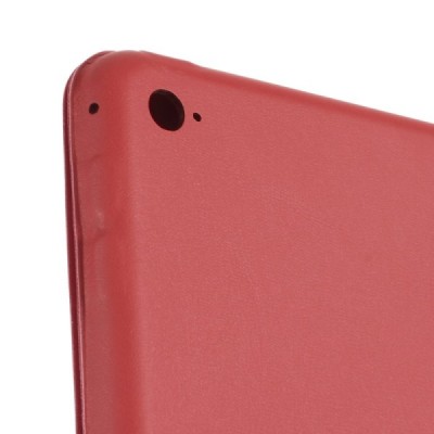 Apple iPad mini 4 (iPad mini 2019) atverčiamas raudonas odinis dėklas - stovas / Priedai.lt