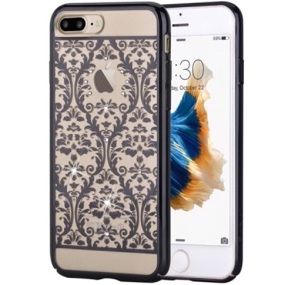 Apple iPhone 7 Plus (iPhone 8 Plus) elegants Devia Crystal Baroque Swarovski dzidrs (caurspīdīgs) melns plastmasas apvalks ar kr