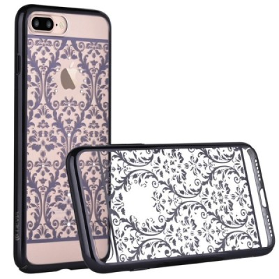 Apple iPhone 7 Plus (iPhone 8 Plus) elegants Devia Crystal Baroque Swarovski dzidrs (caurspīdīgs) melns plastmasas apvalks ar kr
