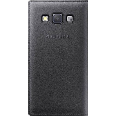 Samsung Galaxy A3 oficiāls Flip Cover atvērams melns ādas maciņš (maks) / Vacins.lv
