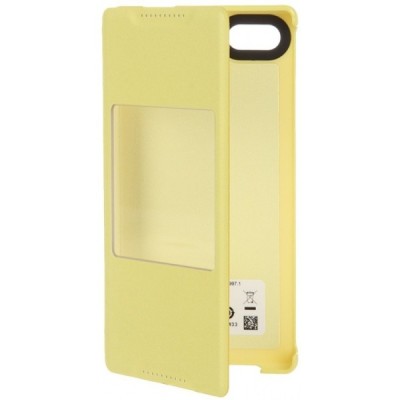 Oficiāls Sony Xperia Z5 Compact Style Cover Window dzeltens atvērams maciņš SCR44 / Vacins.lv