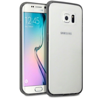 Skaidrus/juodas su kieto silikono rėmu plastikinis Samsung Galaxy S6 Edge (dėkliukas) / Priedai.lt