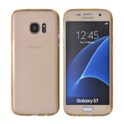 Samsung Galaxy S7 (G930) dzidrs (caurspīdīgs) aizsedzams cieta silikona TPU pasaulē planākais gaiši brūns apvalks / Vacins.lv