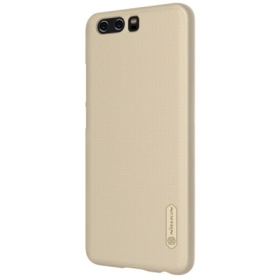 Huawei P10 Nillkin Frosted Shield auksinis plastikinis dėklas + apsauginė ekrano plėvelė / Priedai.lt