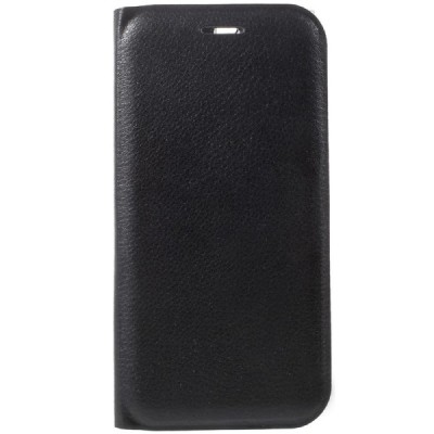 Huawei P10 (Huawei Ascend P10) juodas odinis atverčiamas Flip Wallet dėklas - piniginė / Priedai.lt