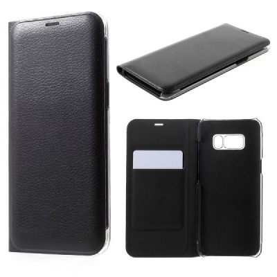 Samsung Galaxy S8 (G950) melns atvēramais Smart Wallet ādas maciņš - maks / Vacins.lv