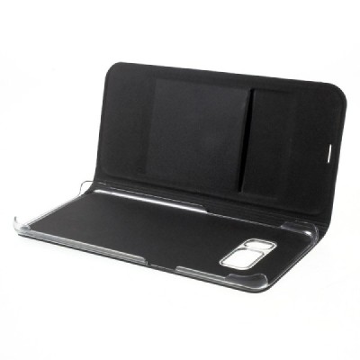 Samsung Galaxy S8 (G950) melns atvēramais Smart Wallet ādas maciņš - maks / Vacins.lv