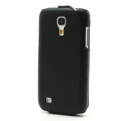 Samsung Galaxy S4 mini ādas vertikāli atvēramais melns futrālis / Vacins.lv