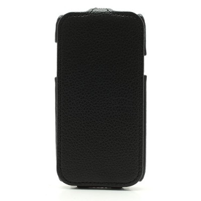 Samsung Galaxy S4 mini ādas vertikāli atvēramais melns futrālis / Vacins.lv