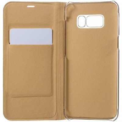 Samsung Galaxy S8+ (G955) auksinis odinis atverčiamas Smart Wallet dėklas - piniginė / Priedai.lt