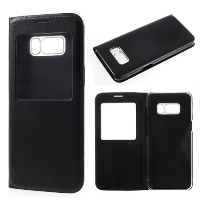 Samsung Galaxy S8+ (G955) atvēramais maciņš ar lodziņu - melns / Vacins.lv
