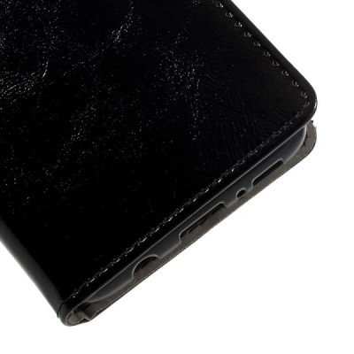 Samsung Galaxy S8+ (G955) atvēramais ādas melns maciņš (maks) / Vacins.lv
