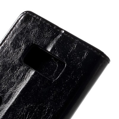 Samsung Galaxy S8+ (G955) atvēramais ādas melns maciņš (maks) / Vacins.lv