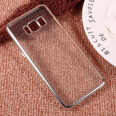 Samsung Galaxy S8+ (G955) Silikoninis skaidrus dėklas, sidabrinis / Priedai.lt