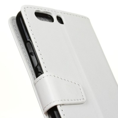 Huawei P10 Plus atverčiamas baltas odinis dėklas, knygutė - piniginė / Priedai.lt