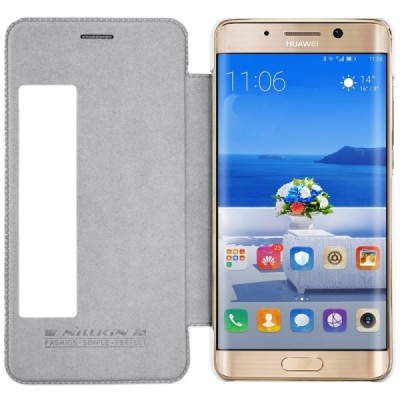 Prabangus „Nillkin“ Qin serijos baltas odinis atverčiamas Huawei Mate 9 Pro dėklas - knygutė / Priedai.lt