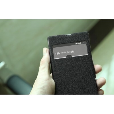 Sony Xperia Z1 „Nillkin“ Fresh atvēramais melns futrālis / Vacins.lv
