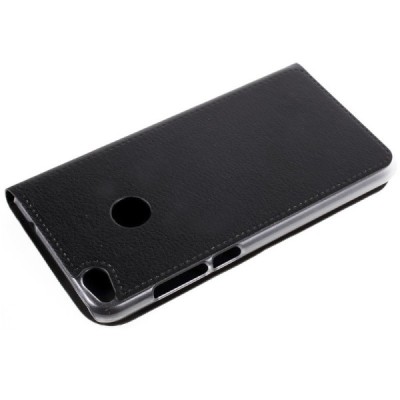 Huawei P9 Lite 2017 (Huawei P8 Lite 2017) juodas odinis atverčiamas Smart Wallet dėklas - piniginė / Priedai.lt