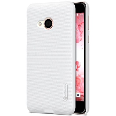 HTC U Play (Alpine) Nillkin Frosted Shield baltas plastikinis dėklas + apsauginė ekrano plėvelė / Priedai.lt