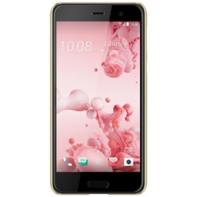 HTC U Play (Alpine) Nillkin Frosted Shield zelta plastmasas apvalks + ekrāna aizsargplēve / Vacins.lv