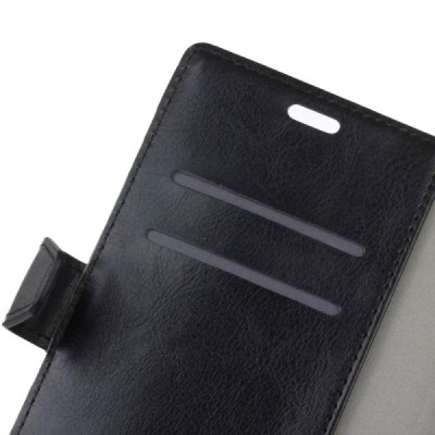 Samsung Galaxy Xcover 4 / 4S (G390, G398) atvēramais melns ādas maciņš (maks) / Vacins.lv