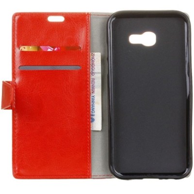 Samsung Galaxy Xcover 4 / 4S (G390, G398) atvēramais sarkans ādas maciņš (maks) / Vacins.lv