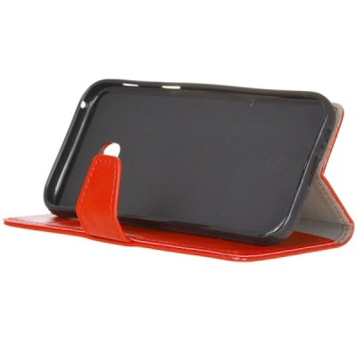 Samsung Galaxy Xcover 4 / 4S (G390, G398) atvēramais sarkans ādas maciņš (maks) / Vacins.lv