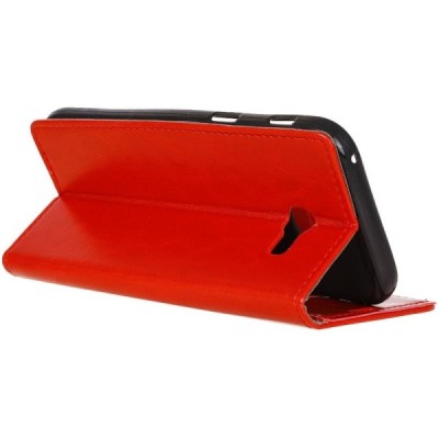 Samsung Galaxy Xcover 4 / 4S (G390, G398) atvēramais sarkans ādas maciņš (maks) / Vacins.lv