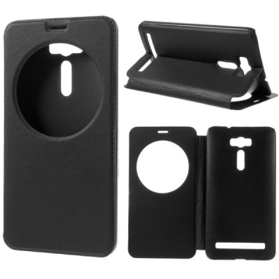 Asus Zenfone 2 Laser 6.0 (ZE600KL, ZE601KL) melns atvēramais View Window ādas maciņš / Vacins.lv
