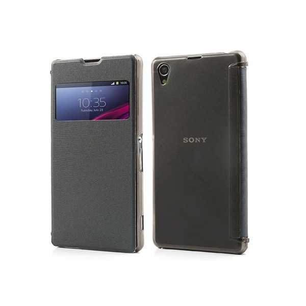 „S-View“ stila atvēramais futrālis - tumši pelēks (Xperia Z1)